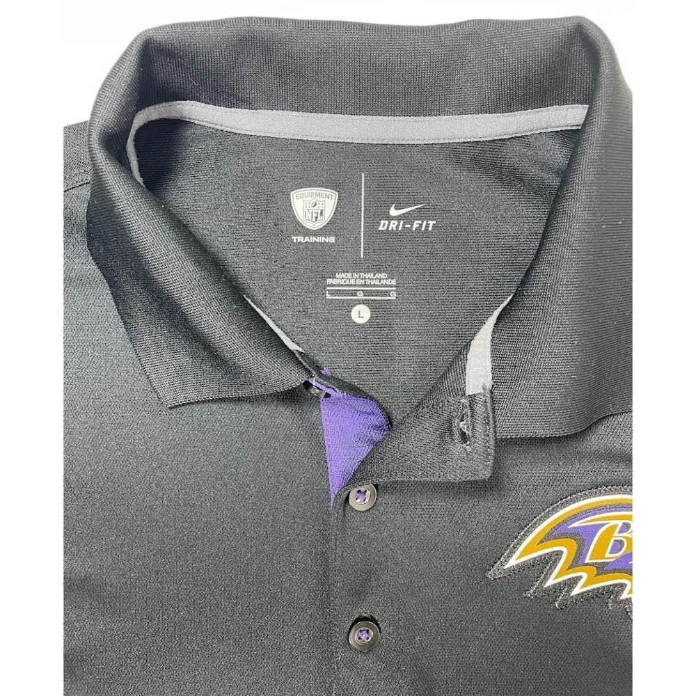 Nike Dri Fit Baltimore Ravens NFL Equipment Training Polo Black Men's Large - Picture 2 of 6